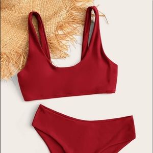 shein Plain Scoop Neck Bikini Swimsuit